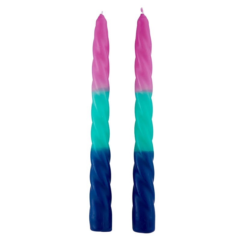 Set of 2 Pastel Taper Candle in Pink Green Blue | Aesthetic