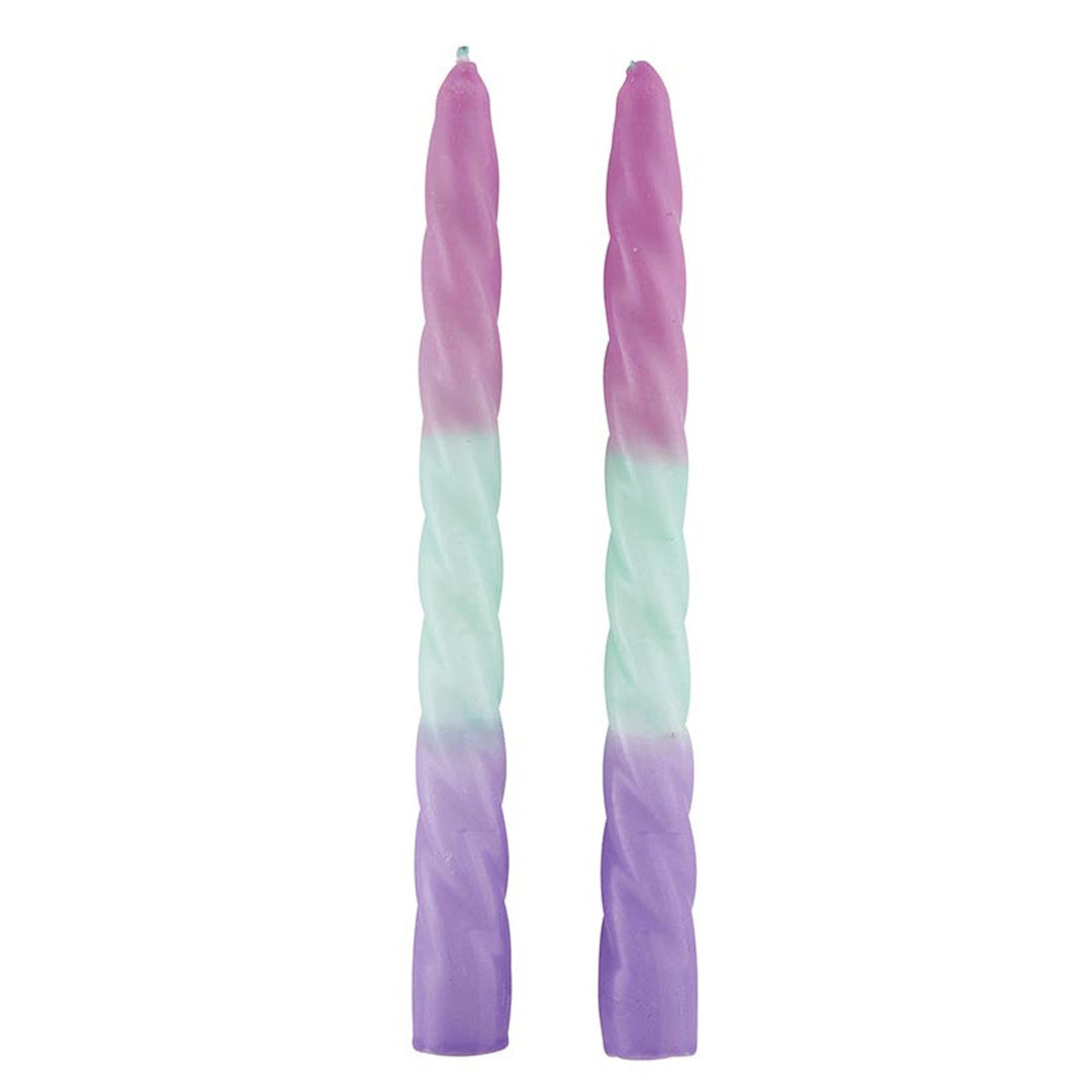 Set of 2 Pastel Taper Candle in Pink Mint Purple | Aesthetic Spiral