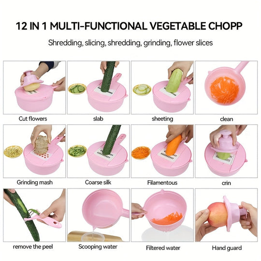 12in1 Manual Vegetable Chopper  Slicer