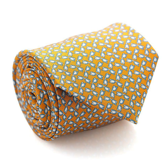 Davidoff Neckties For Men Hand Made Italian Silk Neck Tie - Orange