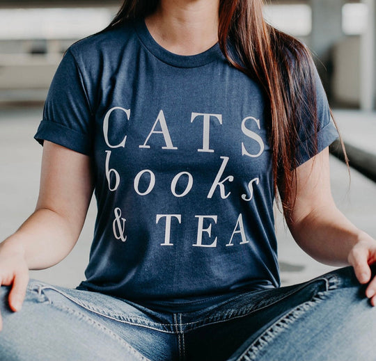 Cats & coffee &Jesus - Cats & Books &Tea Fur Mama T shirt Gift For