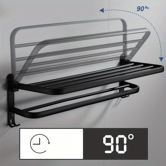 WallMounted Bathroom Towel Rack and Shelf Combo