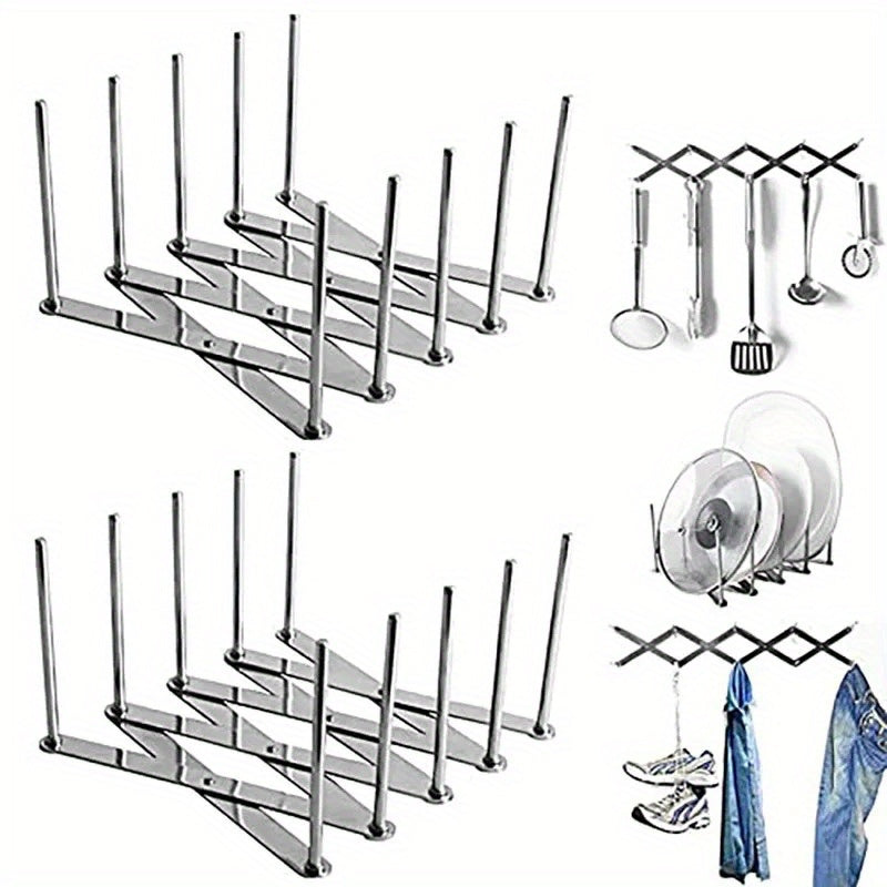 Retractable Multi-Purpose Stainless Steel Dish Plate Rack - Kitchen