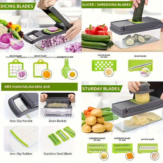 16in1 Multifunctional Vegetable Chopper  Slicer Set.