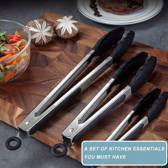 HighHeat Silicone Kitchen Tongs with Locking Grip 30cm