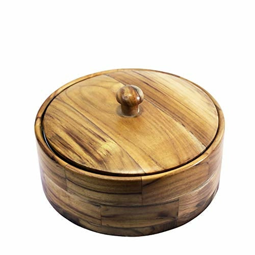 Teak Wood Stainless Steel Bread CHAPATI Casserole Multipurpose Kitchen