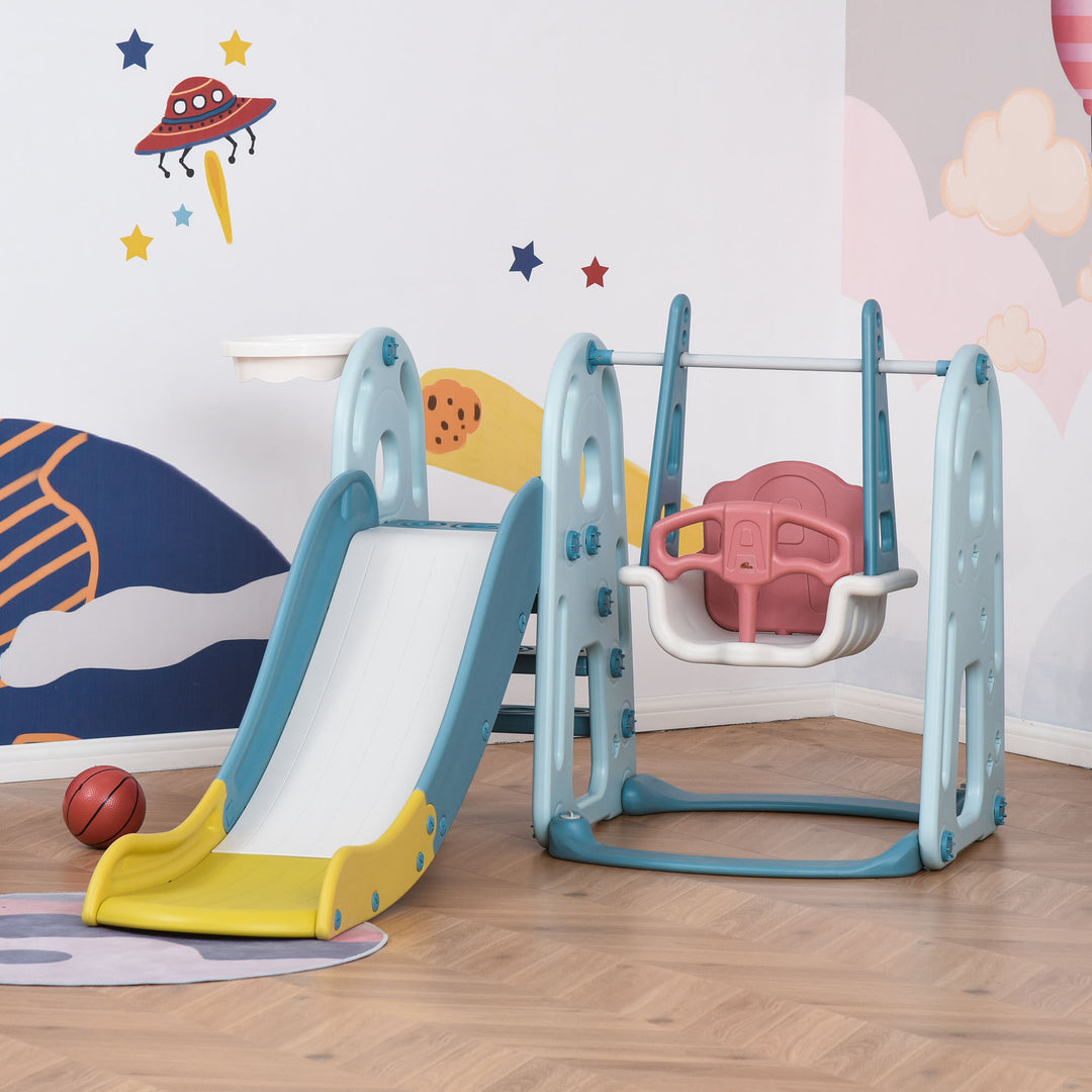 Qaba 3 in 1 Kids Slide and Swing Set Toddler Climber Playset