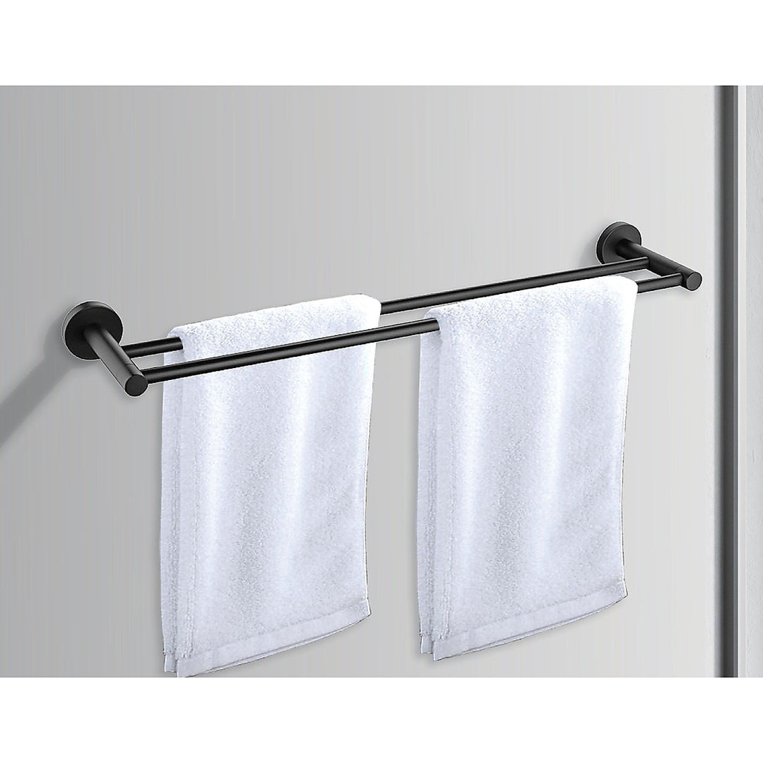 Double Classic Towel Bar Rail Bathroom Matte Black Finish