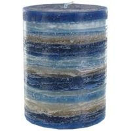 Scented Pillar Candle Multi Layered Hand Made Rustic Blue Candles