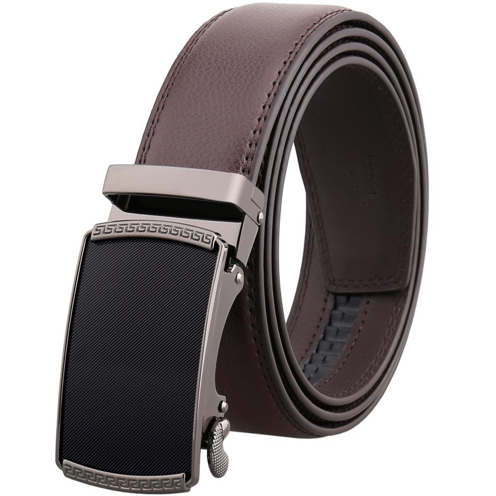 Brown Belt Brown Buckle Mens Adjustable Ratchet Slide Buckle Belt -
