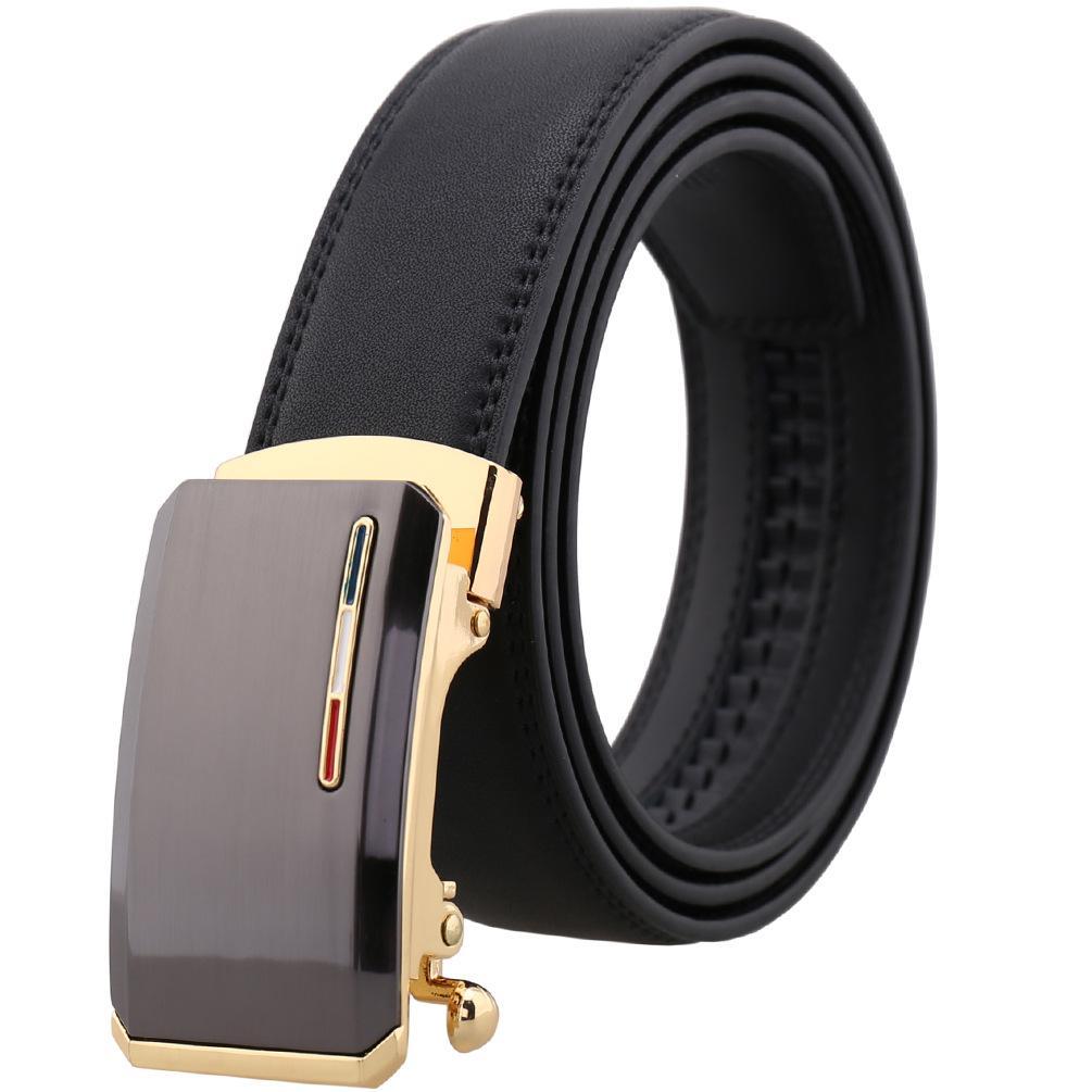 Black Belt Brown Matte Buckle Mens Adjustable Ratchet Slide Buckle