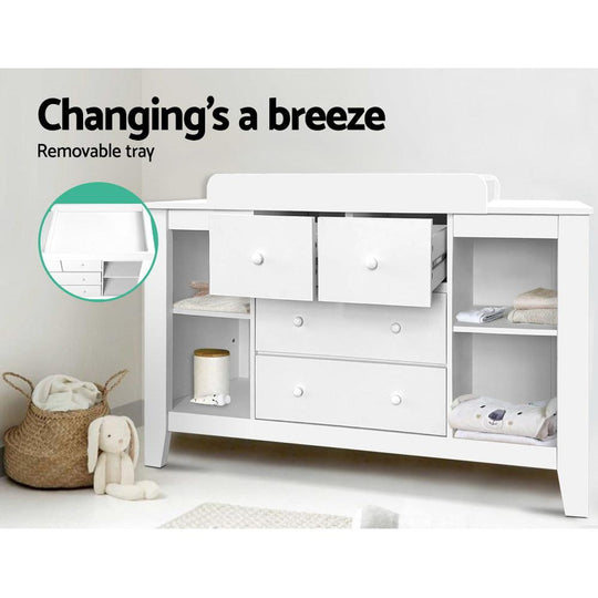Keezi Baby Changing Table Diaper Station Drawers Chest Cabinet Nursery