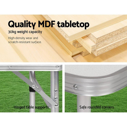Weisshorn Folding Camping Table 90CM Adjustable Portable Outdoor