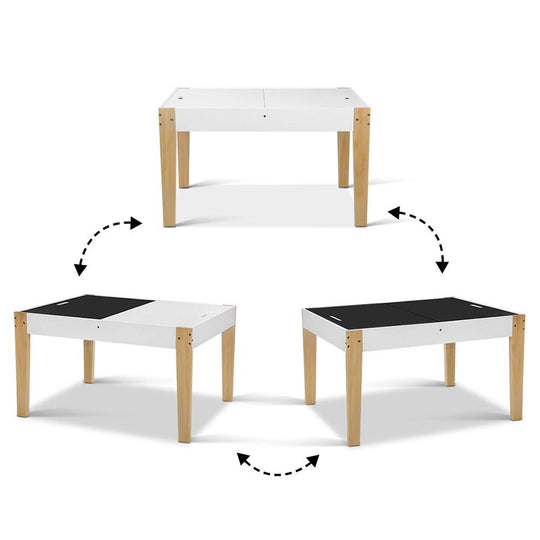 Keezi 3PCS Kids Table and Chairs Set Storage Toys Play Activity Desk