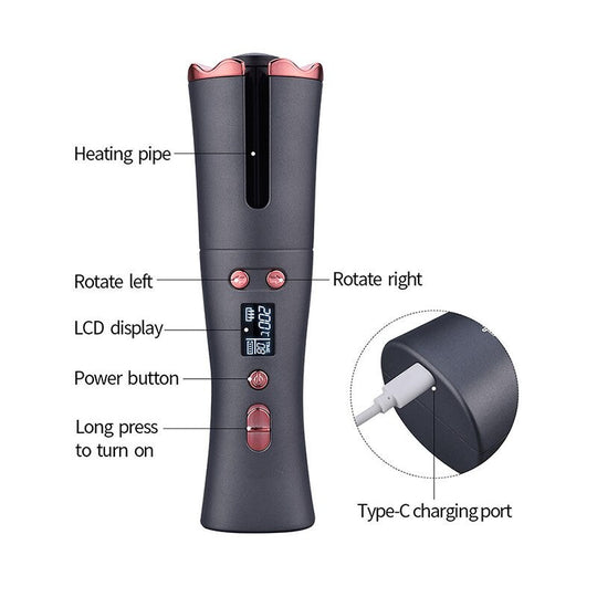 Wireless Auto Curling Irons Portable Automatic Rotating Hair Curler
