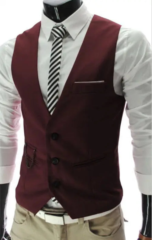 M-7XL 2024 New Dress Vests For Men Slim Fit Mens Suit Vest Male