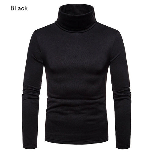 Autumn Winter Mens Turtleneck Sweaters Casual Thermal Long Sleeve Slim