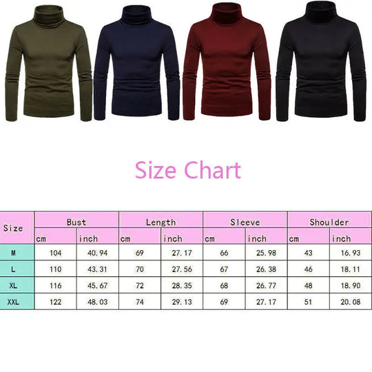Autumn Winter Mens Turtleneck Sweaters Casual Thermal Long Sleeve Slim