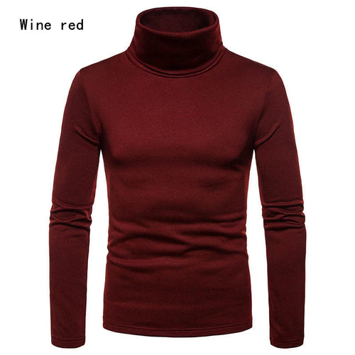 Autumn Winter Mens Turtleneck Sweaters Casual Thermal Long Sleeve Slim