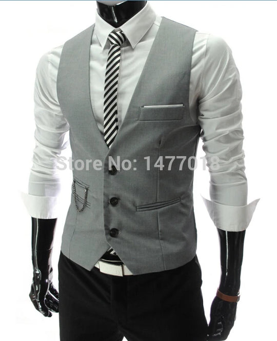 M-7XL 2024 New Dress Vests For Men Slim Fit Mens Suit Vest Male