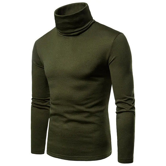 Autumn Winter Mens Turtleneck Sweaters Casual Thermal Long Sleeve Slim