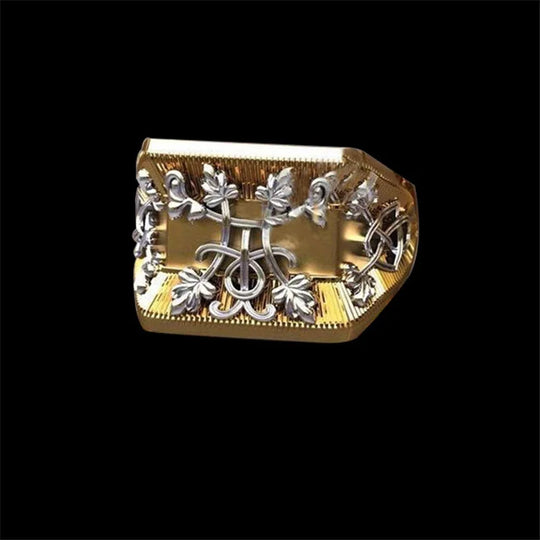 Popular Gold Color Letter K Men Ring Trophy Pattern Dazzling CZ Husband Wedding Party Ring Birthday Gift Fashion Jewelry