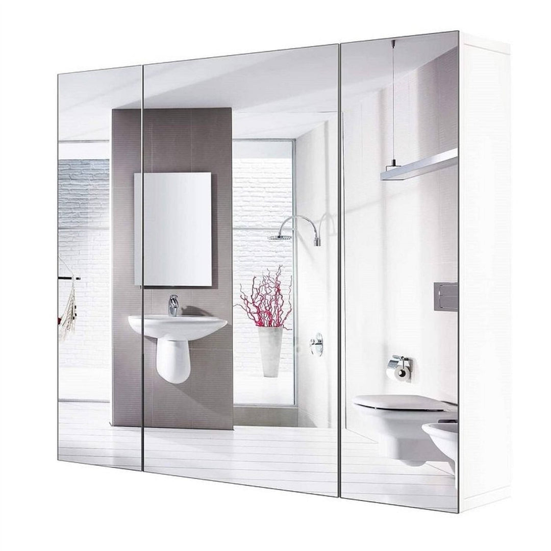 Modern 3-Door Wall Mounted Medicine Cabinet Bathroom Mirror Cupboard