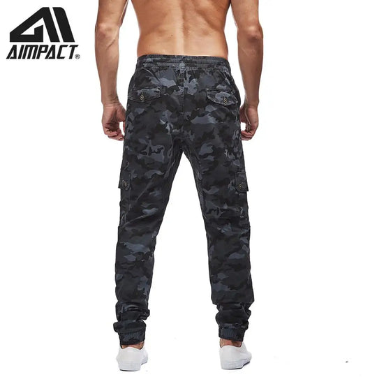 AIMPACT Men's Chino Jogger Pants Casual Fitted Cotton Camo Twill