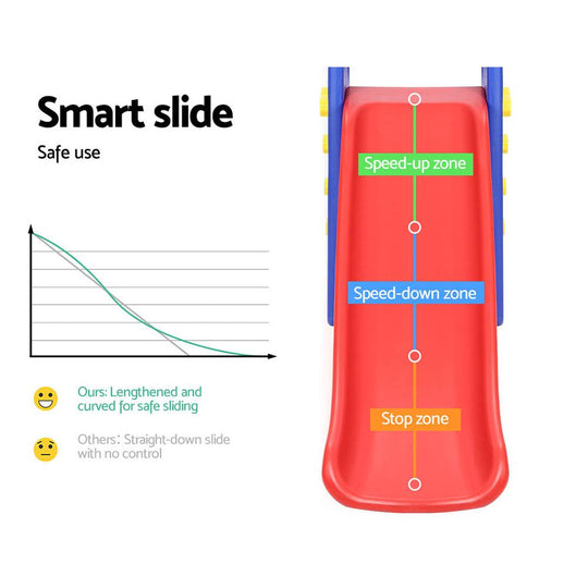 Keezi Kids Slide Swing Set Basketball Hoop Outdoor Playground Toys