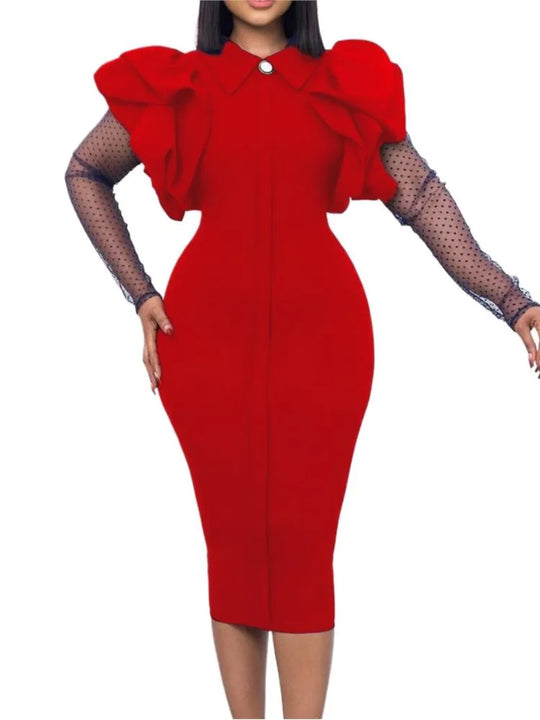 Women Slim Wrap Hip Dress Light Luxury Delicate Mesh Pleated Dresses Fashion Elegant Unique Sexy Party See Through Lace Vestidos