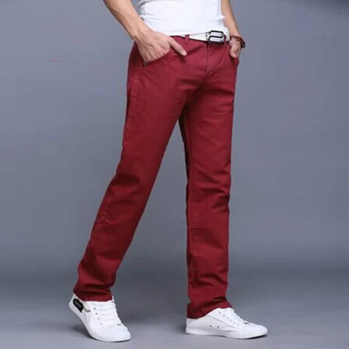 New Spring Autumn Casual Pants Men Cotton Slim Fit Chinos Fashion Long
