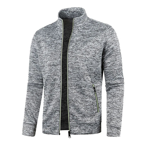 Men Knit Cardigan Thick Fleece Sweater Slim Zip-Up Jacket Warm Jumper