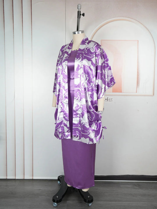 African Clothes for Women 2 PCS Sets Dress and Coat Suits Dashiki Ankara Turkey Wedding Party Dresses Kaftan Bubu Gown Plus Size