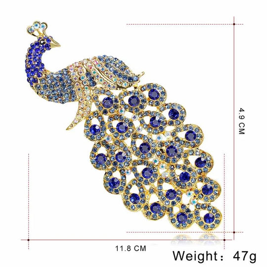 Hotsale Beautiful Sapphire Blue Crystal Rhinestone Peacock Brooch Jewelry Pin Accessories Animal Brooch