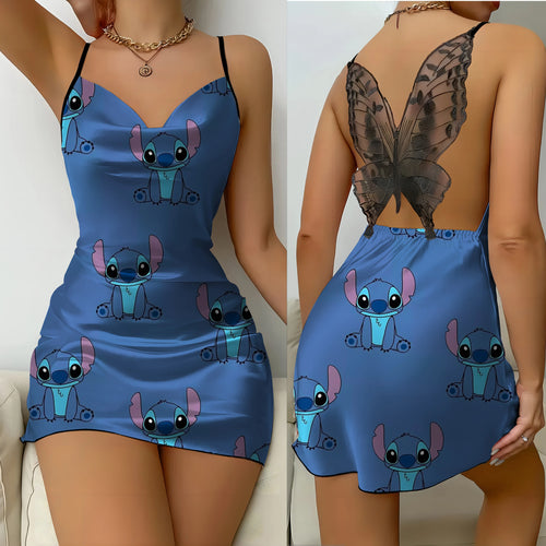Bow Knot Womens Dresses Lace Dress Disney Satin Surface Pajama Skirt