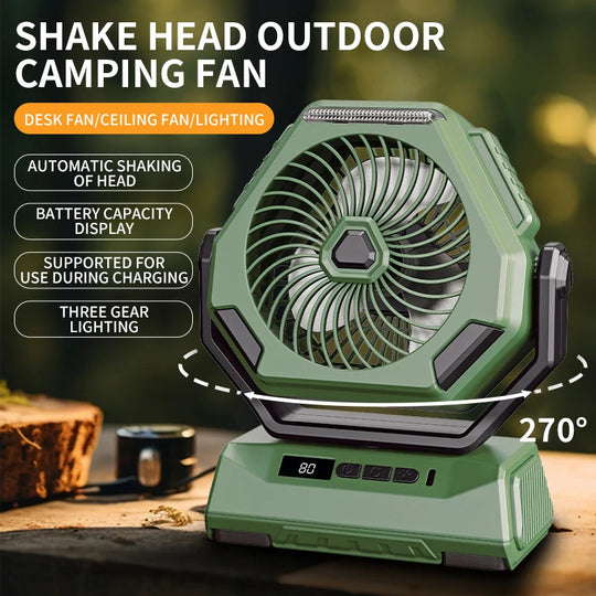 6000mAh Camping Fan Rechargeable Outdoor Fan Ceiling Oscillating Fan
