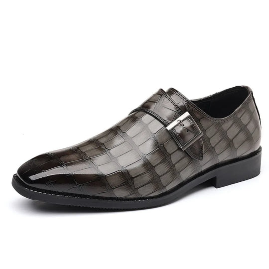 Gentleman Monk Strap Loafers Men's Crocodile Pattern Belt Buckle Leather Shoes Designer Formal Wedding Dress Homecoming Footwear