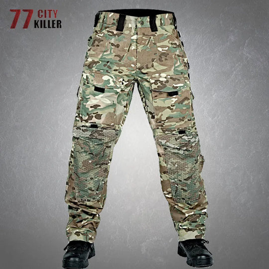 Tactical Cargo Pants Mens Multi-Pockets Wear-resistant Military