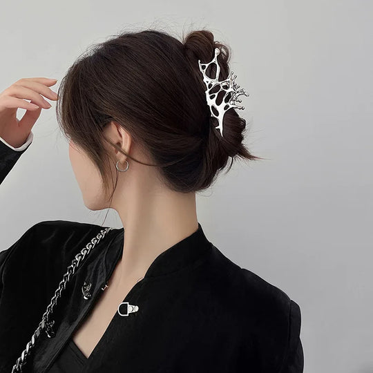 Fashion Y2k Geometric Claw Clips for Women Silver Color Large Metal