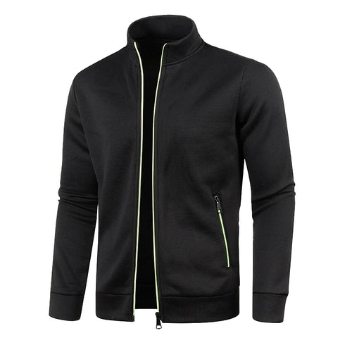 Men Knit Cardigan Thick Fleece Sweater Slim Zip-Up Jacket Warm Jumper