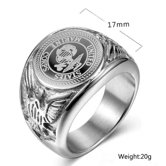 Size 8/9/10/11/12/13 Stainless Steel Gold Silver Color Men Badge Eagle 3D Relief Pattern Waterproof Rust Proof Finger Jewelry