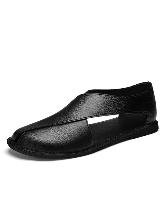 CLOHOO Men Sandals Summer Genuine Leather High Quality Roman Shoes Breathable Casual Non-Slip Male Slippers Free Shiping Shoes