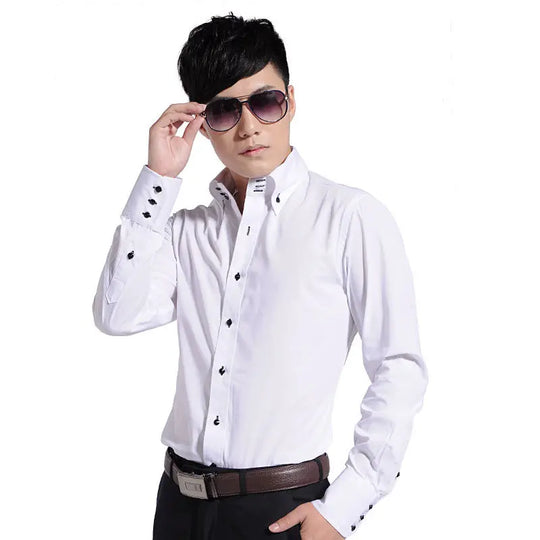 Men's Casual Shirt Long Sleeve Korean Trends Fashion Button-down