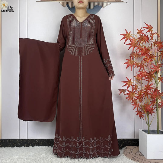 2024 New Muslim Chiffon Abayas For Women Robe Caftan Dubai Islam Clothing African Abaya Long Sleeved Fashion Dress With Turban