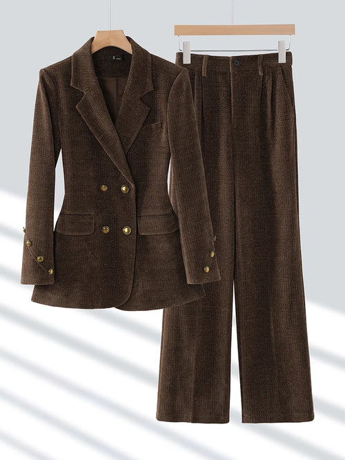 Winter Pink Coffee Black Office Ladies Pant Suit Women Female Business