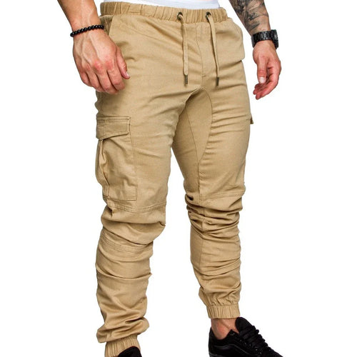 Spring and Autumn Fashion Men's Drawstring Adjustable Pocket Pants New