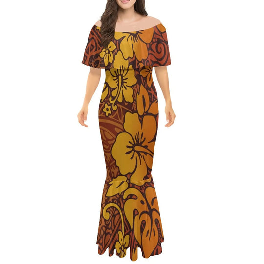 New Design Layer Ruffle Off Shoulder Long Bodycon Fishtail Evening Dresses Women Elegant Frill Trumpet Mermaid Dress Gowns