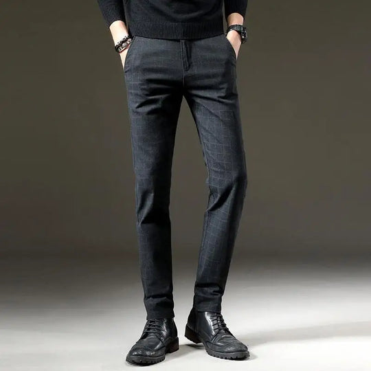 Men Casual  Slim   Plaid Chinos Trousers Business Pants Size 28-38