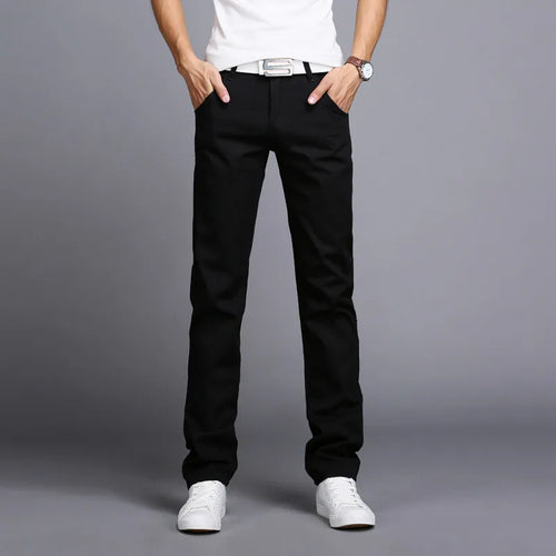 New Spring Autumn Casual Pants Men Cotton Slim Fit Chinos Fashion Long