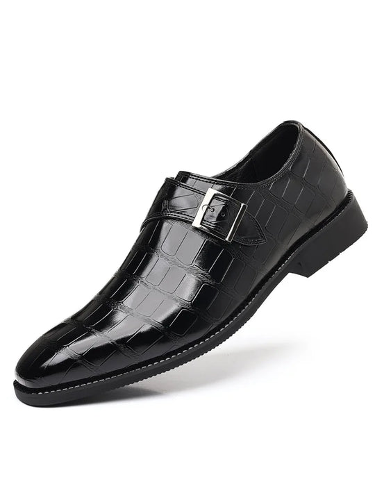 Gentleman Monk Strap Loafers Men's Crocodile Pattern Belt Buckle Leather Shoes Designer Formal Wedding Dress Homecoming Footwear